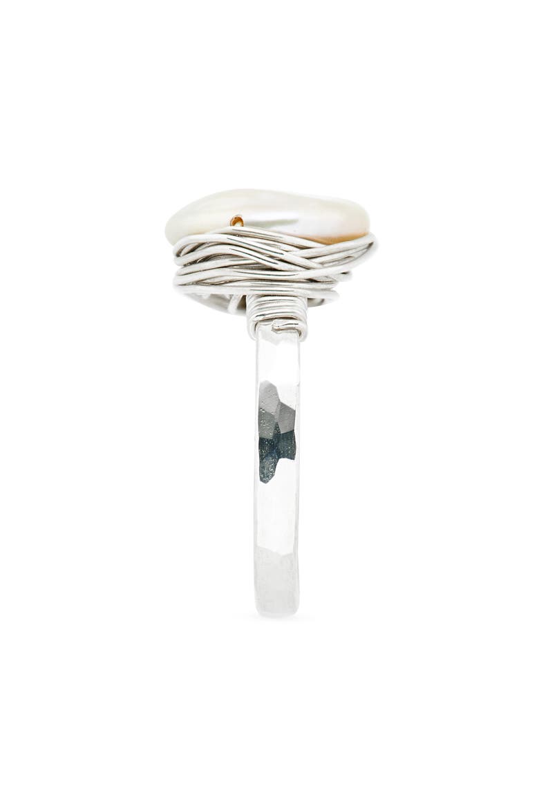 Semiprecious Stone Wire-Wrapped Ring, Alternate, color, STERLING SILVER / PEARL
