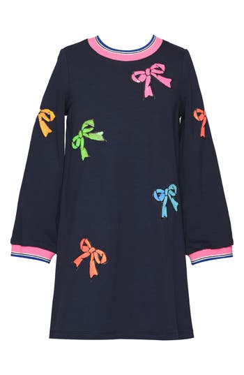 Baby Sara Kids' Bow Sequin Dress In Blue