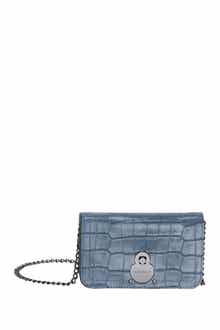 Longchamp Cavalcade Croc Embossed Crossbody Wallet