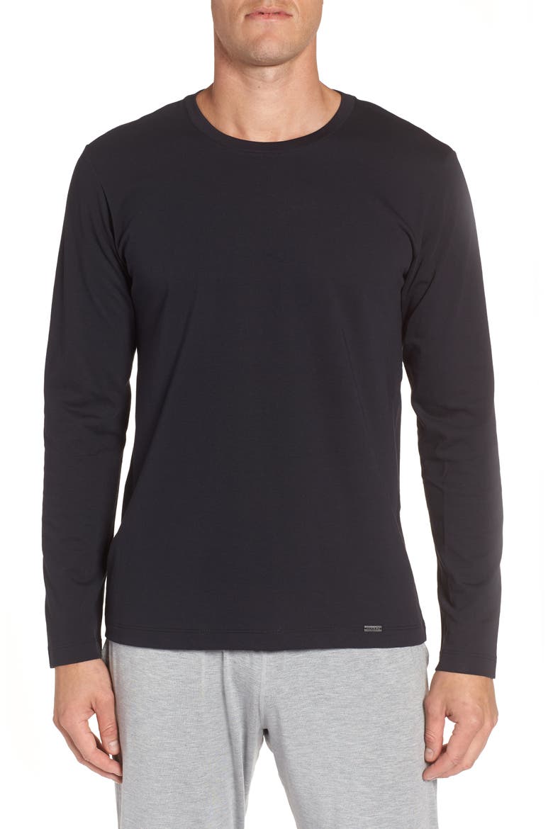Living Cotton Crew Neck Top, Main, color, BLACK