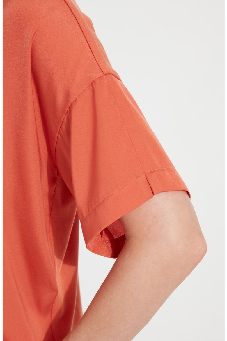 Lyssé Stevie V-Neck Satin Top, Alternate, color, VIBRANT APRICOT