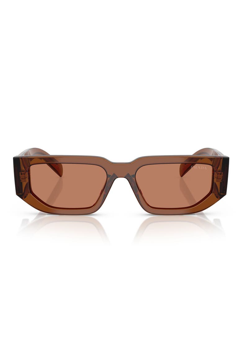 56mm Rectangular Sunglasses, Main, color, DARK TRANSPARENT / BROWN