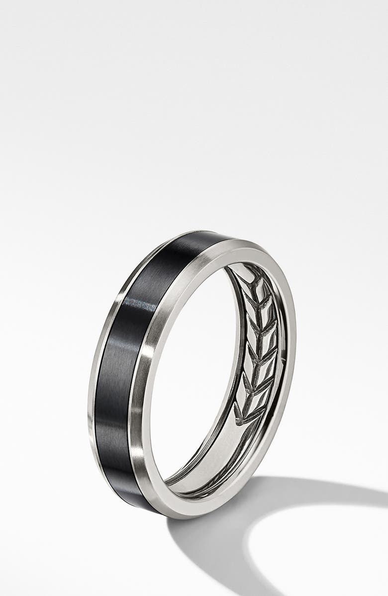 David Yurman Beveled Titanium Band Ring, Alternate, color, Grey Titanium/ Black Titanium