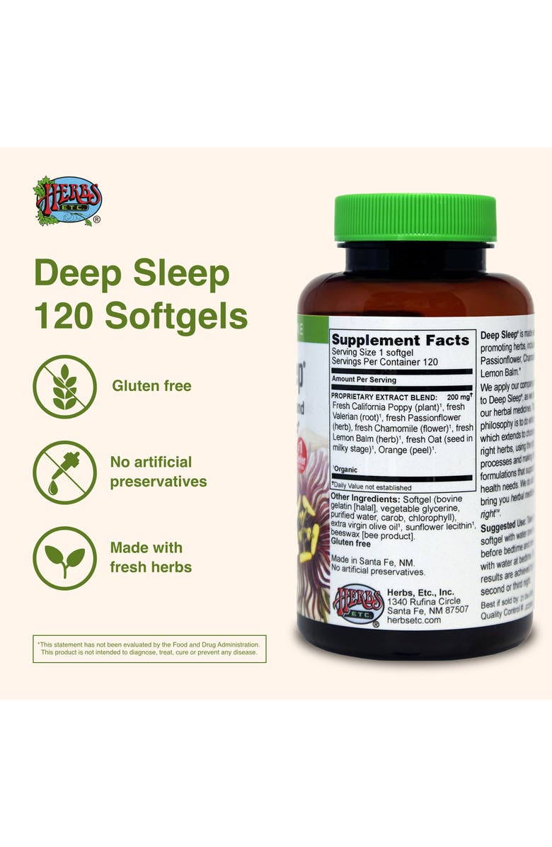 Herbs Etc. Deep Sleep Herbal Sleep Support Softgels, 120 Count, Alternate, color, NO COLOR