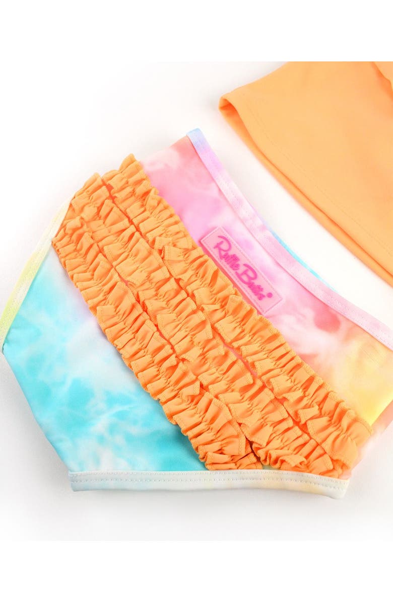 RuffleButts Girls One Shoulder Ruffle UPF50+ Tankini, Alternate, color, Rainbow Watercolor