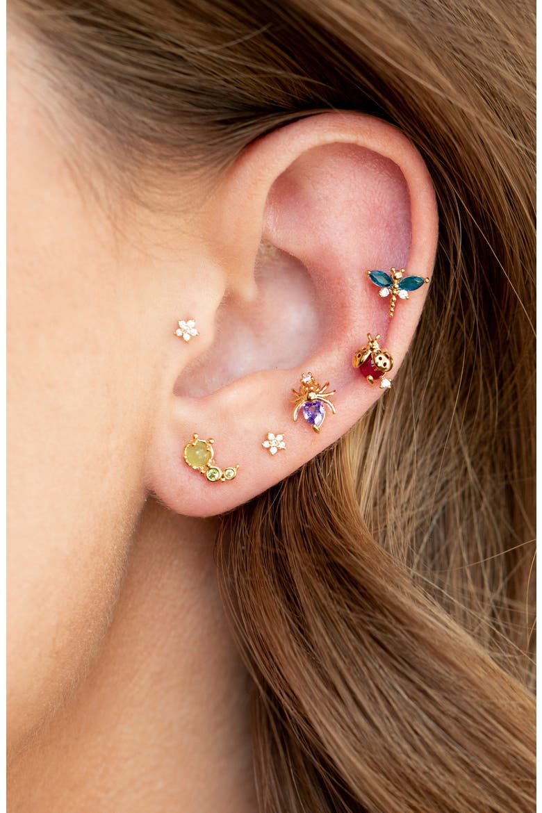 Bug Me Set of 4 Assorted Single Stud Earrings, Alternate, color, GOLD