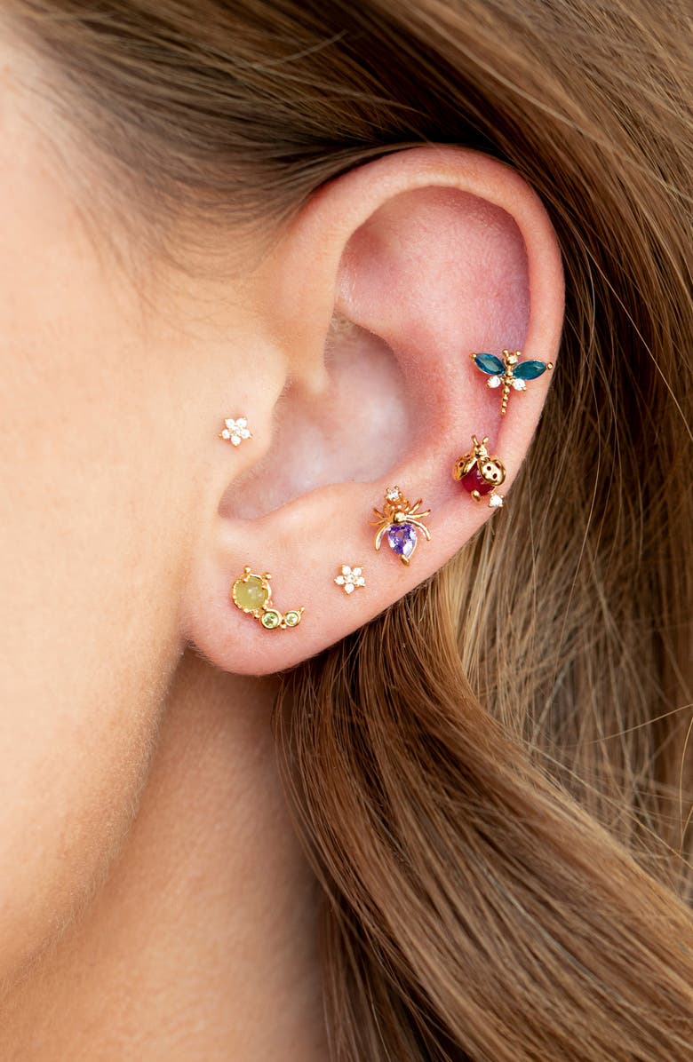 Girls Crew Bug Me Set of 4 Assorted Single Stud Earrings, Alternate, color, Gold