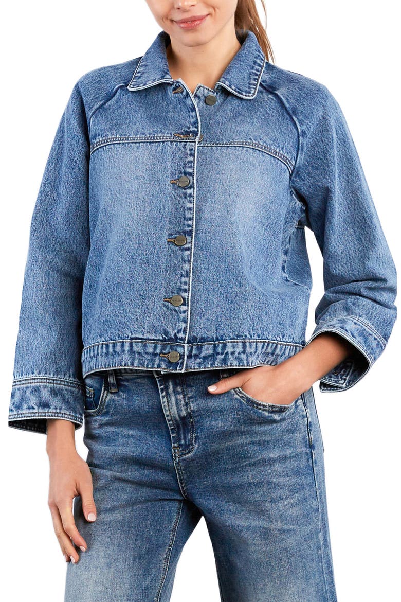 Boxy Denim Jacket, Main, color, MOONSTONE BLUE