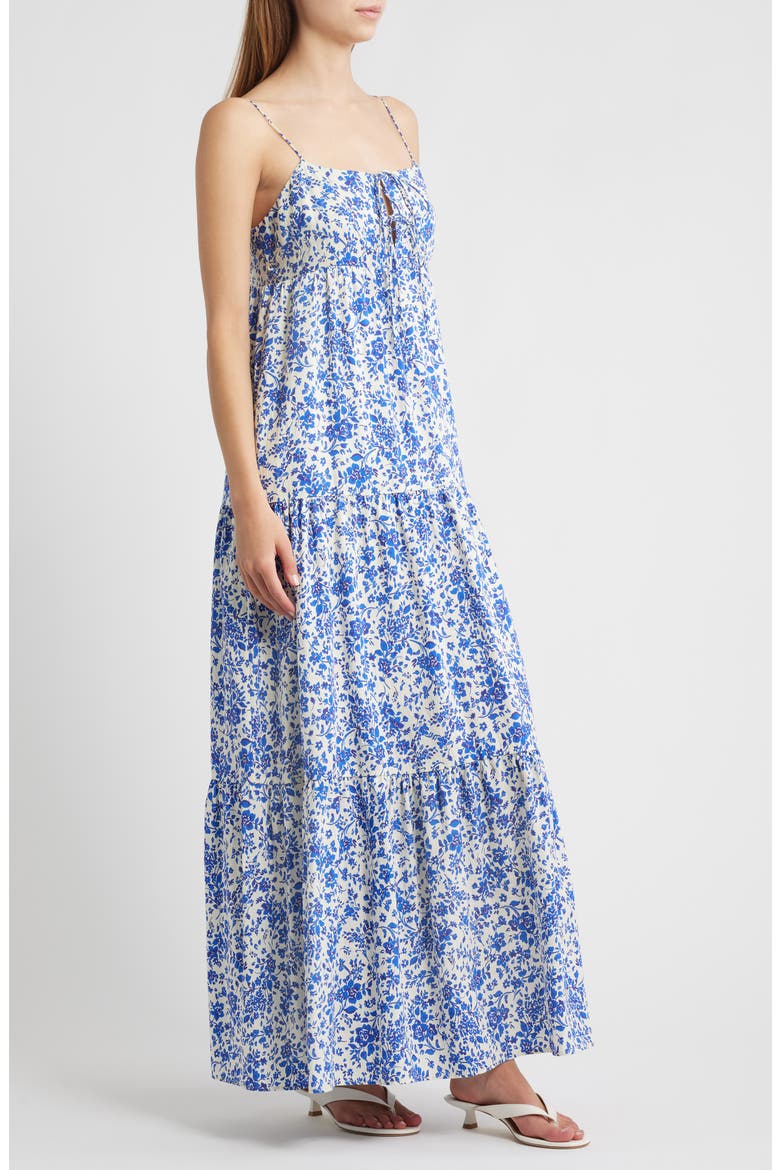 Mica Print Cotton Blend Tiered Maxi Sundress, Alternate, color, BLUE MARGUERITE