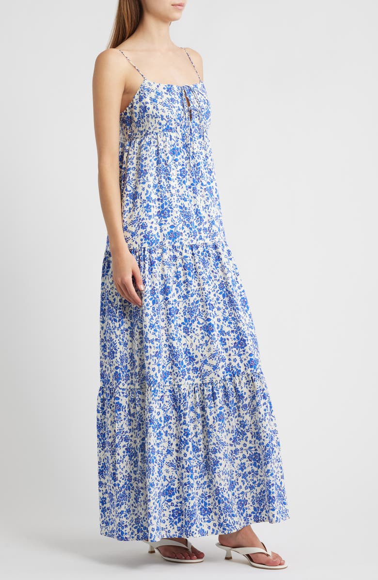 Rails Mica Print Cotton Blend Tiered Maxi Sundress, Alternate, color, Blue Marguerite