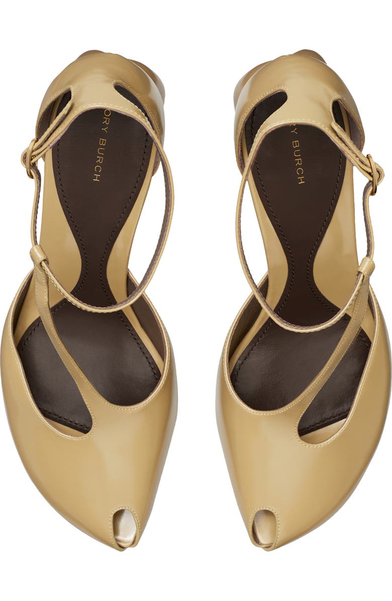 Tory Burch T-Strap Peep Toe Pump, Alternate, color, Warm Nutmeg