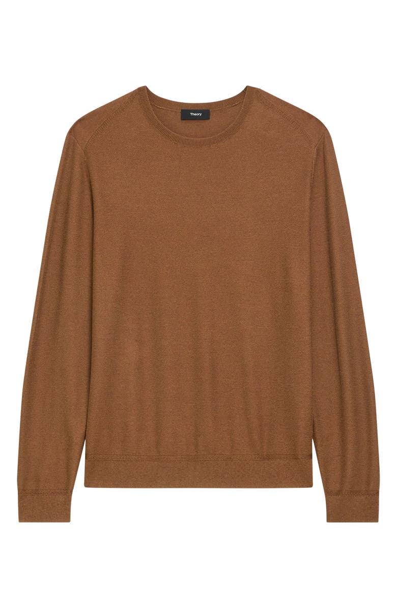 Theory Long Sleeve Silk & Cotton T-Shirt, Alternate, color, Deep Tobacco