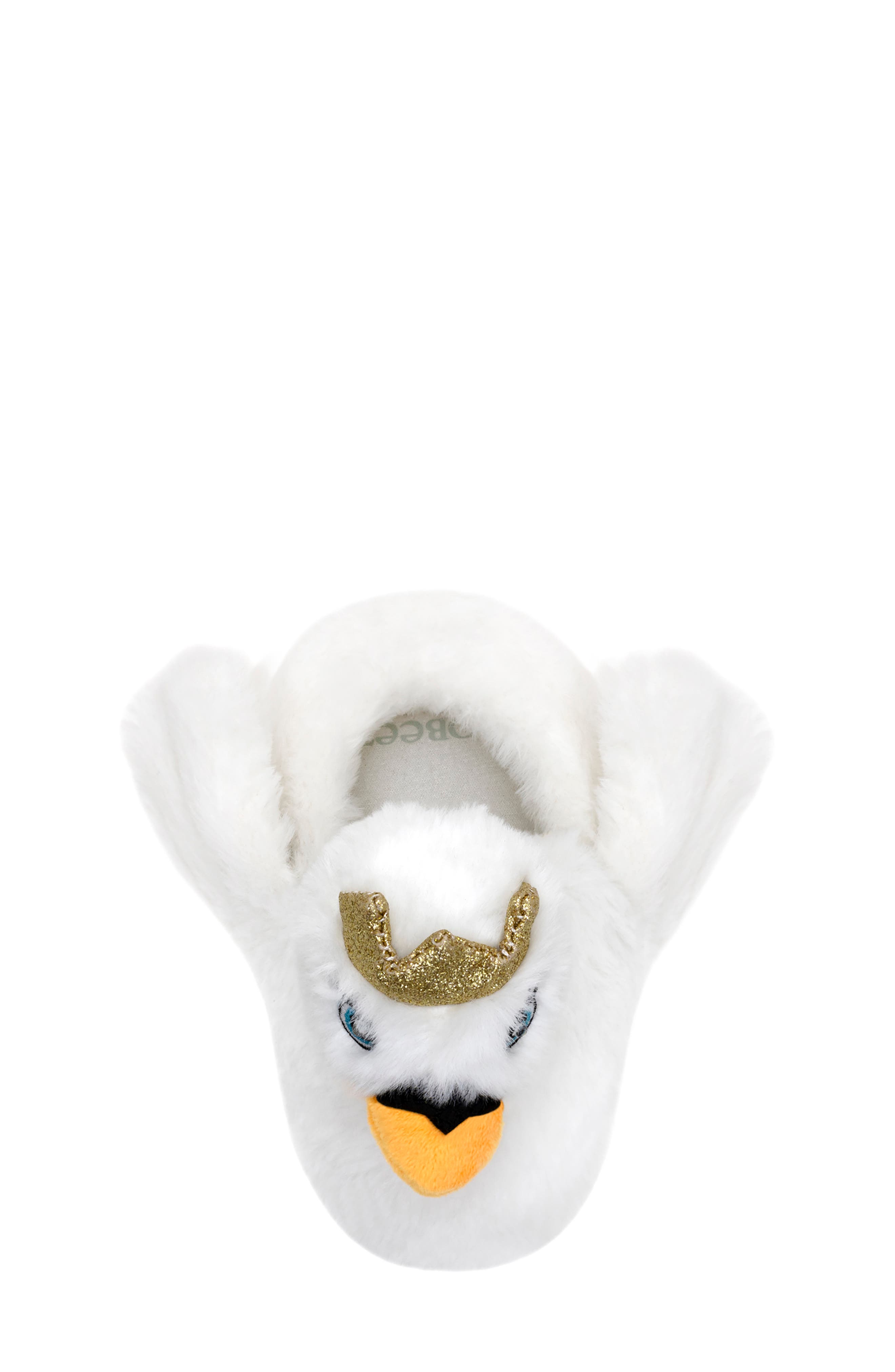 Robeez<sup>®</sup> Swan Princess Light-Up Faux Fur Slipper, Alternate, color, White