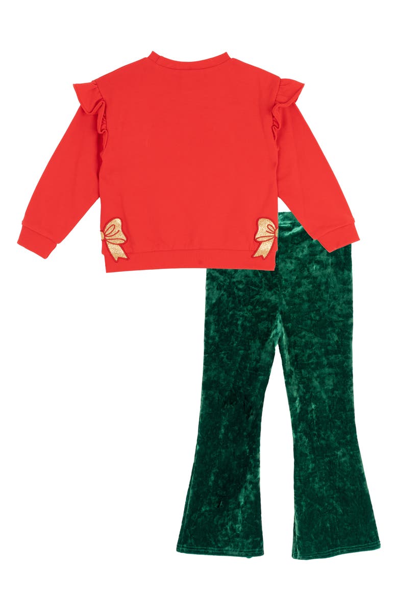 Rare Editions Kids' Holly Jolly Sweater & Flared Leggings Set, Alternate, color, Red