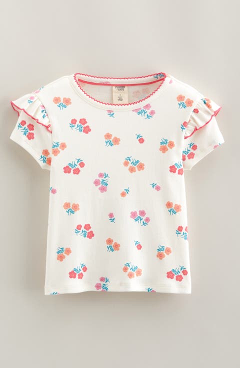 Kids' Print Ruffle Sleeve Cotton T-Shirt (Toddler, Little Kid & Big Kid)