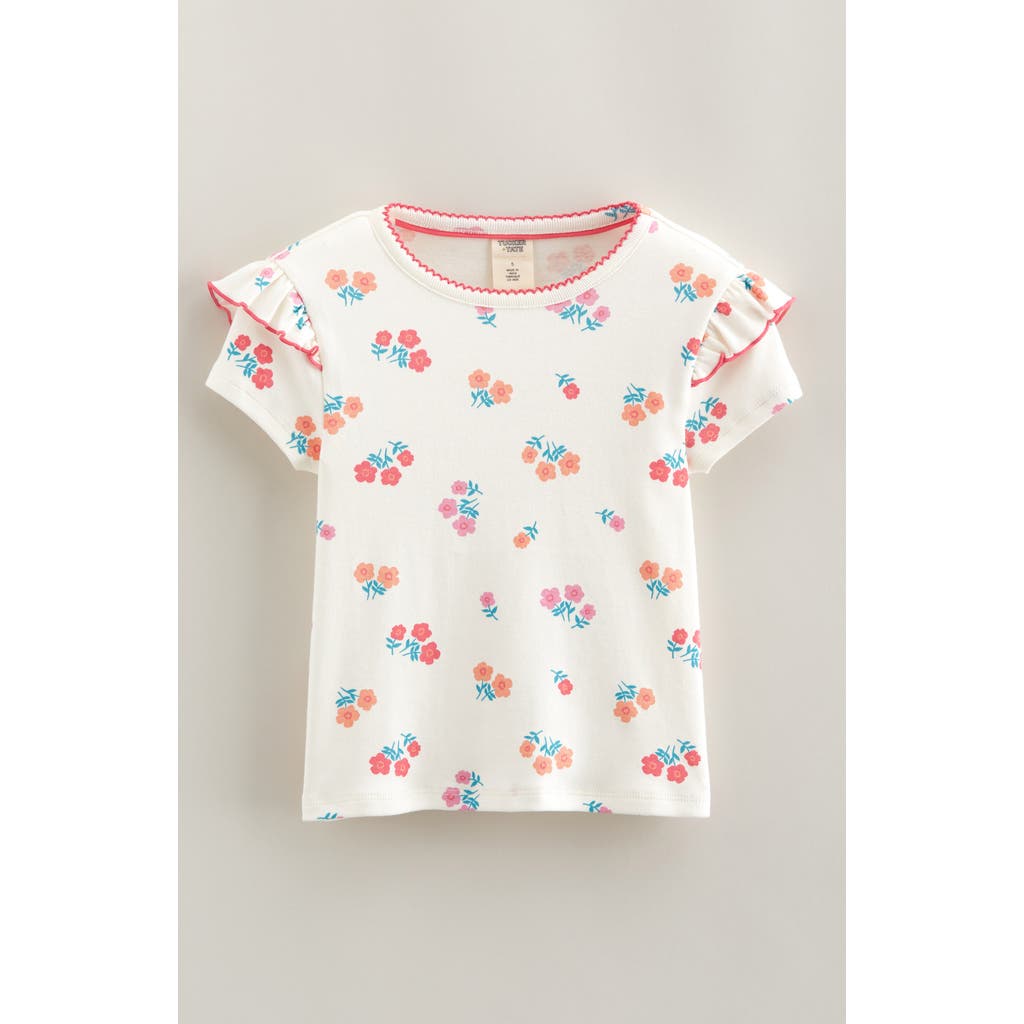 Tucker + Tate Kids' Print Ruffle Sleeve Cotton T-shirt In White