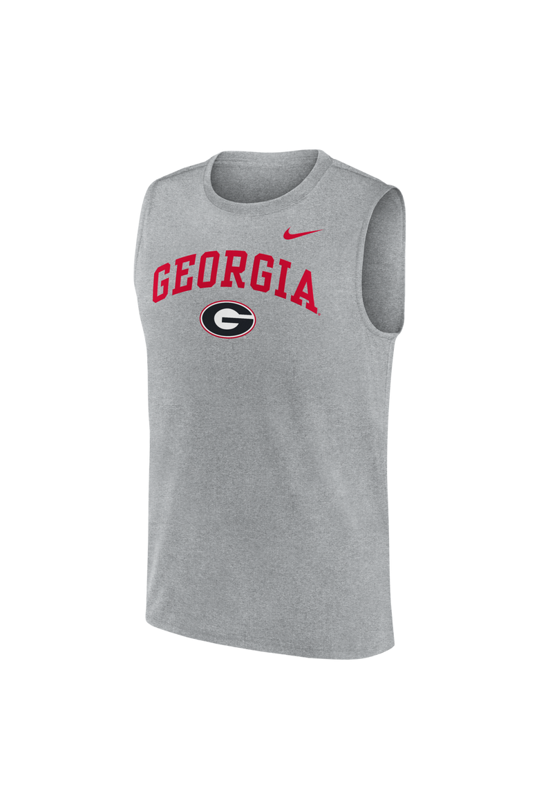 Men's Nike Heather Gray Georgia Bulldogs Primetime Legend Arch Dri-FIT Muscle Tank Top, Alternate, color, Heather Gray