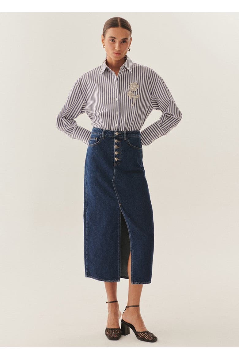 Malia Denim Skirt, Main, color, INDIGO