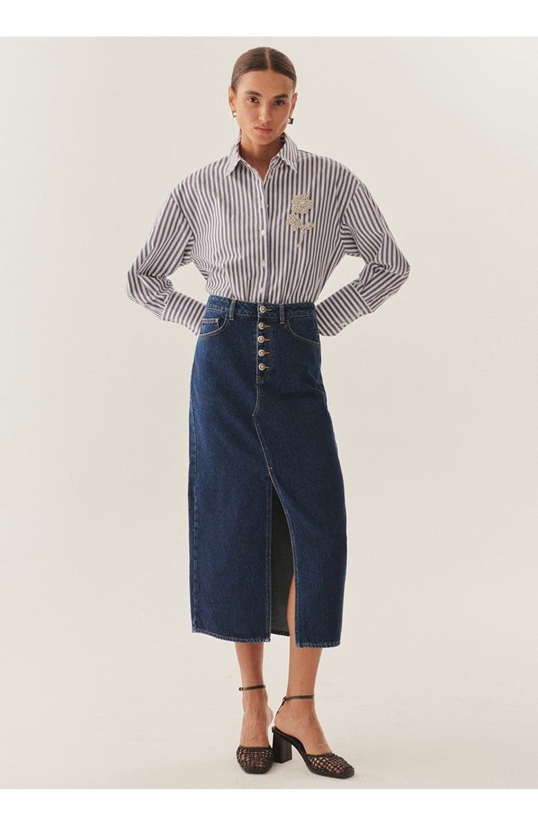 Exquise Malia Denim Skirt, Main, color, Indigo