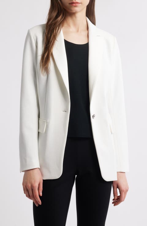 x Tanya Foster Deco Crepe One-Button Blazer