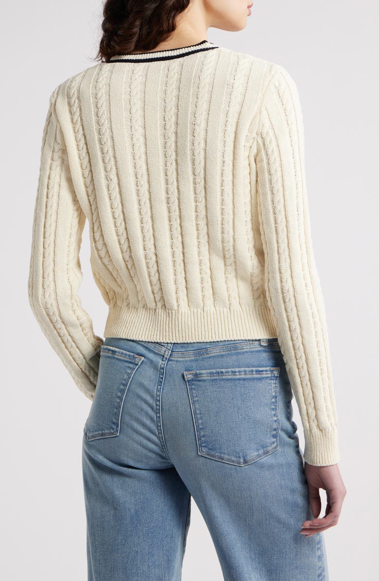 FRAME The Trimmed Cable Stitch Cardigan, Alternate, color, 