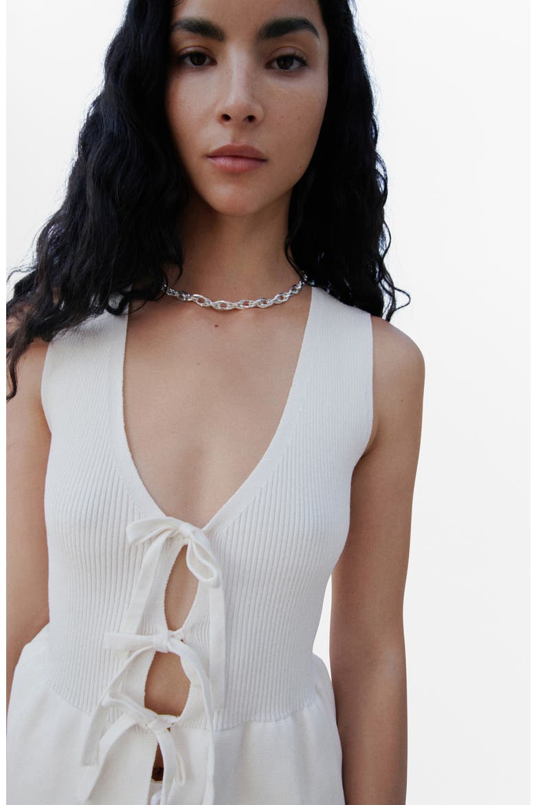 Parise Tie Front Sleeveless Sweater, Alternate, color, WHITE