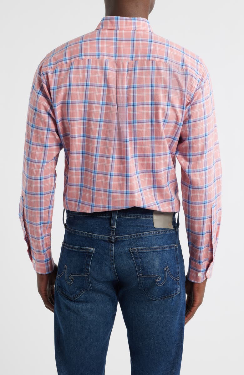 Peter Millar Triton Plaid Cotton & Lyocell Button-Up Shirt, Alternate, color, Venetian Pink