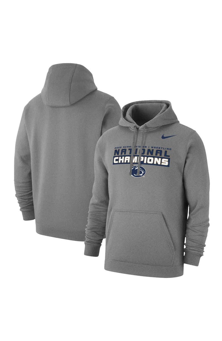 Nike Men's Nike Gray Penn State Nittany Lions 2025 NCAA Wrestling National Champions Club Fleece Pullover Hoodie, Alternate, color, 
