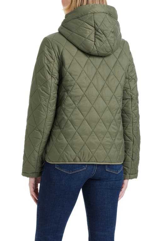 Shop Vince Camuto Water Resistant Hooded Quilted Jacket In Light Olive