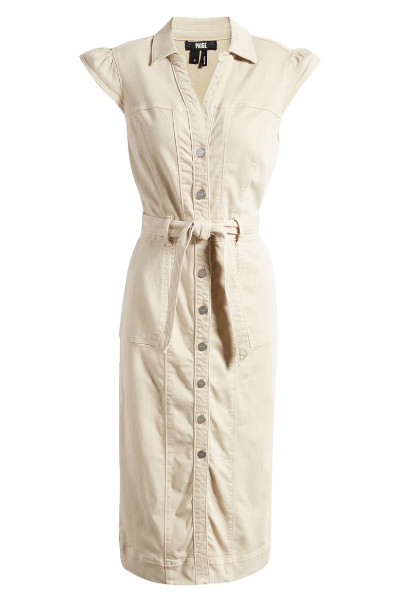 Jaxsyn Cap Sleeve Denim Midi Shirtdress, Alternate, color, VINTAGE WARM SAND
