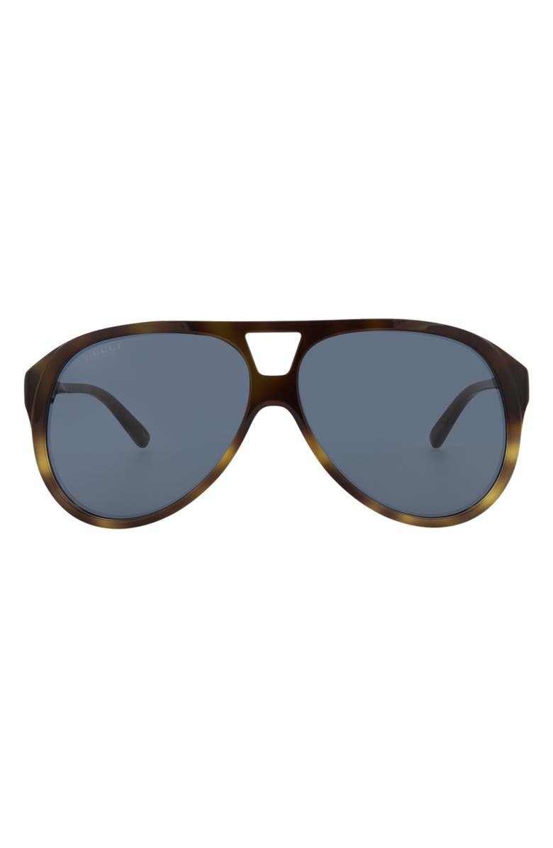 Gucci 59mm Aviator Sunglasses, Main, color, Havana Havana Blue