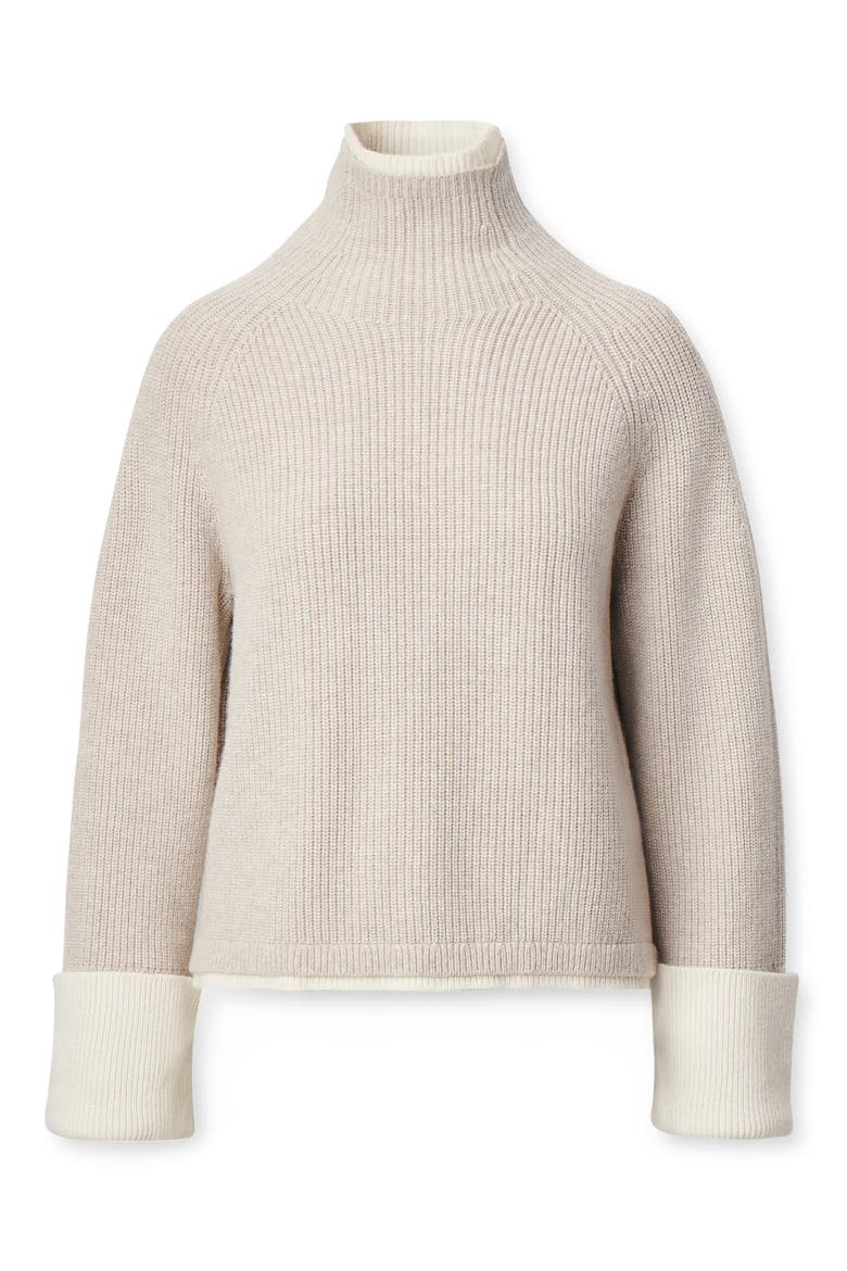 Ilaria Contrast Turtleneck Wool Sweater, Alternate, color, OAT