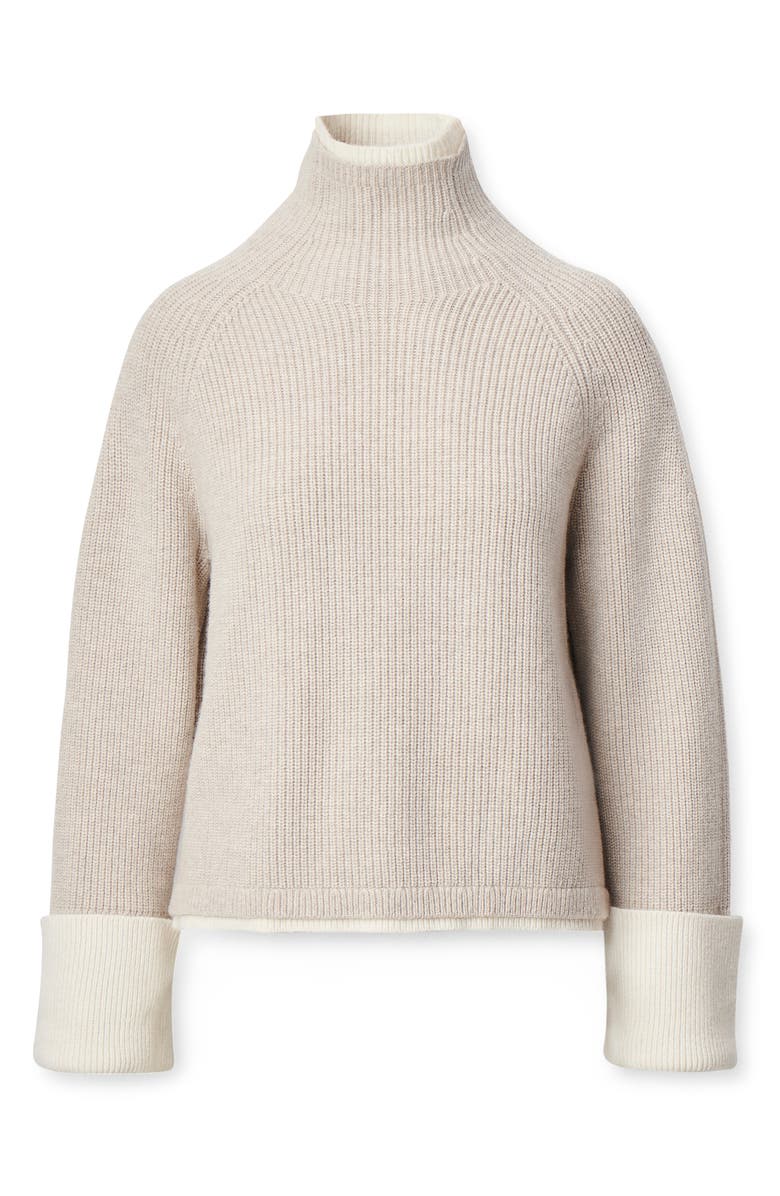 rag & bone Ilaria Contrast Turtleneck Wool Sweater, Alternate, color, Oat