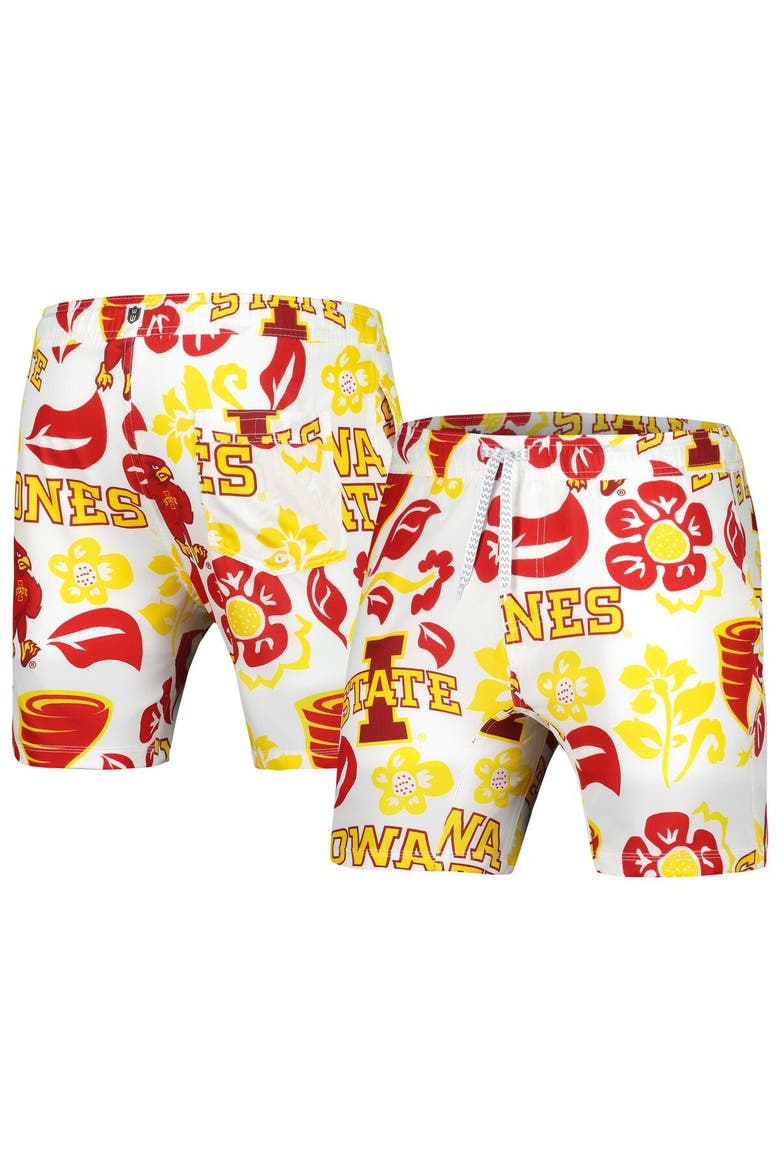 Men's Wes & Willy  White Iowa State Cyclones Vault Tech Swimming Trunks, Main, color, White