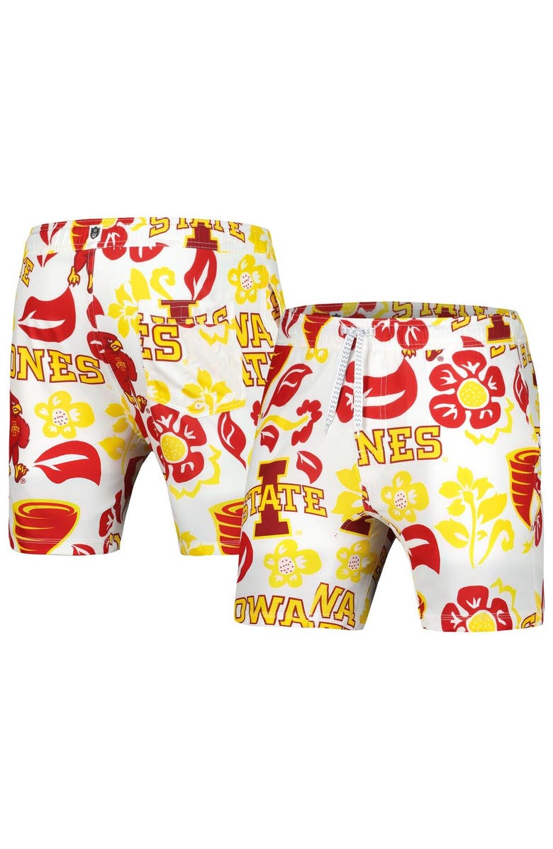 Wes & Willy Men's Wes & Willy White Iowa State Cyclones Vault Tech Swimming Trunks, Main, color, White