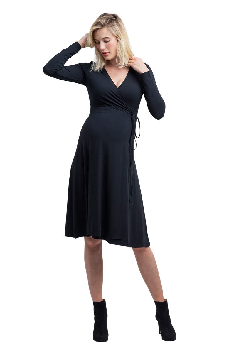 Nom Maternity Tessa Long Sleeve Jersey Maternity/Nursing Wrap Dress, Alternate, color, 