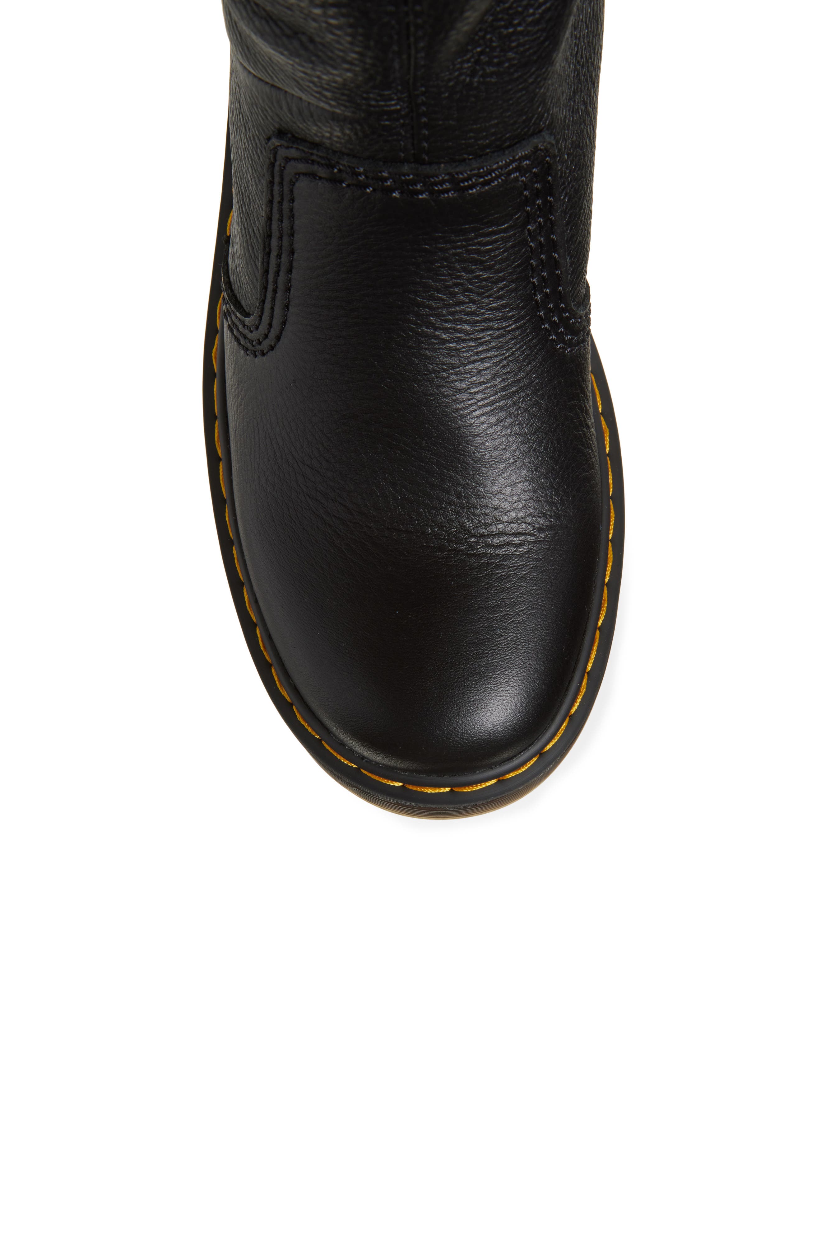 Kasey Ruched Leather Tall Boot, Alternate, color, BLACK