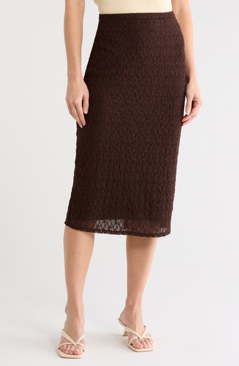Lace Pencil Midi Skirt