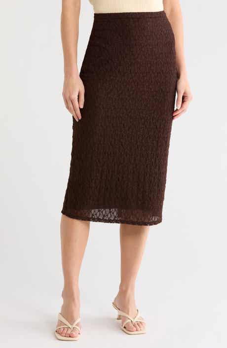 Lace Pencil Midi Skirt