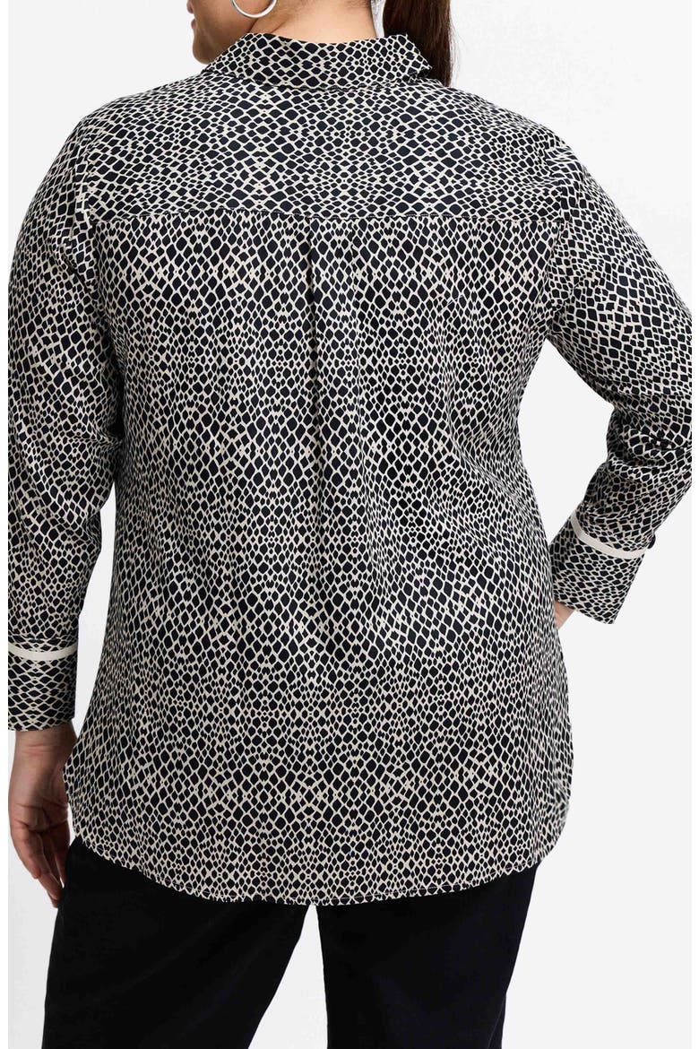 Iris Abstract Print Cotton Sateen Button-Up Shirt, Alternate, color, BLACK