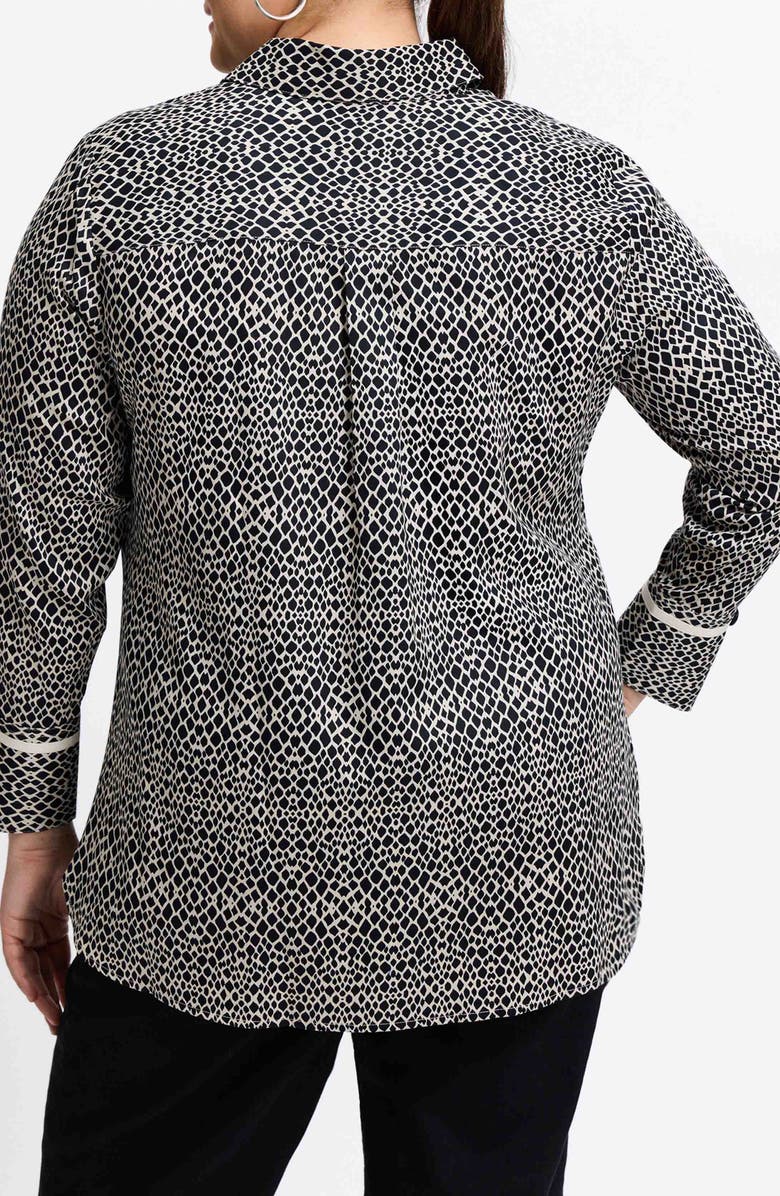 Foxcroft Iris Abstract Print Cotton Sateen Button-Up Shirt, Alternate, color, 