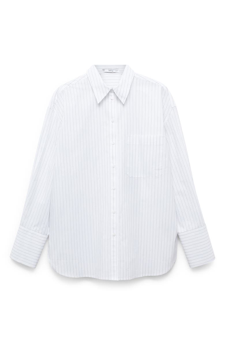 MANGO Stripe Cotton Button-Up Shirt, Alternate, color, 