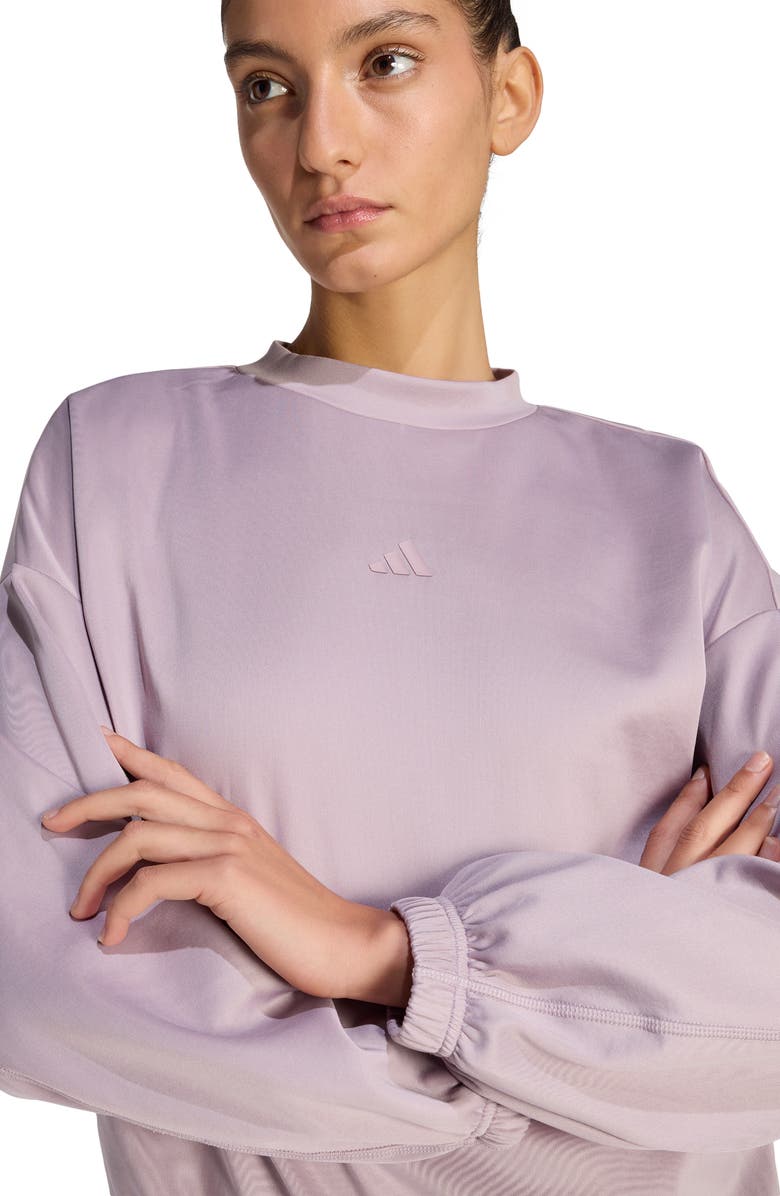 adidas Motion Yoga Essentials Cover-Up Sweatshirt, Alternate, color, Preloved Fig