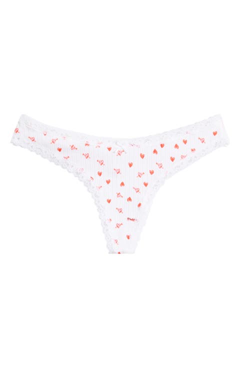 Lightweight Stretch Cotton Pointelle Thong (Regular & Plus)