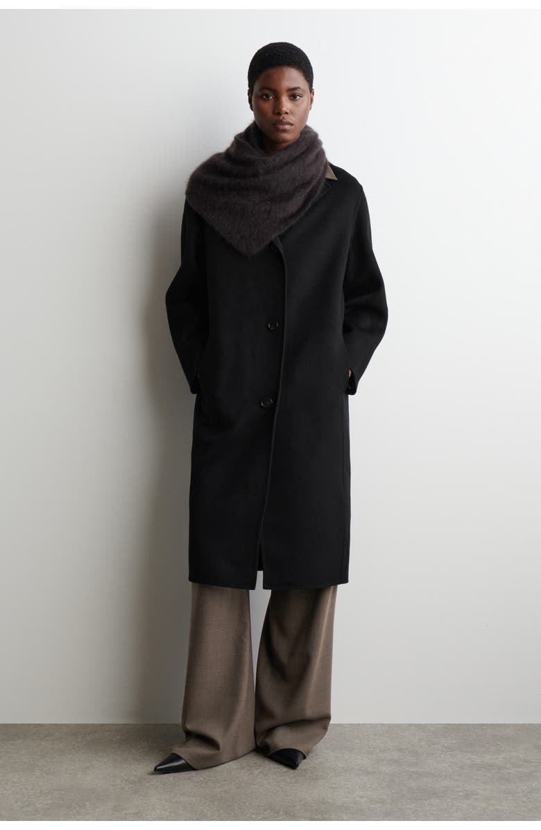 COS Double-Faced Wool Long Coat, Main, color, Black