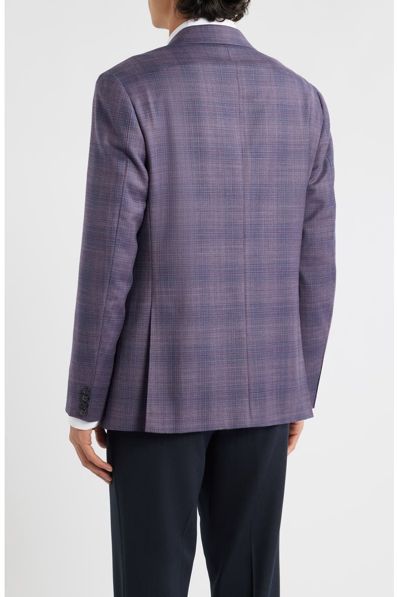 Kei Trim Fit Purple Mélange Shadow Plaid Wool Sport Coat, Alternate, color, PURPLE