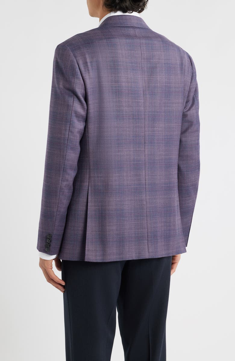 Canali Kei Trim Fit Purple Mélange Shadow Plaid Wool Sport Coat, Alternate, color, Purple