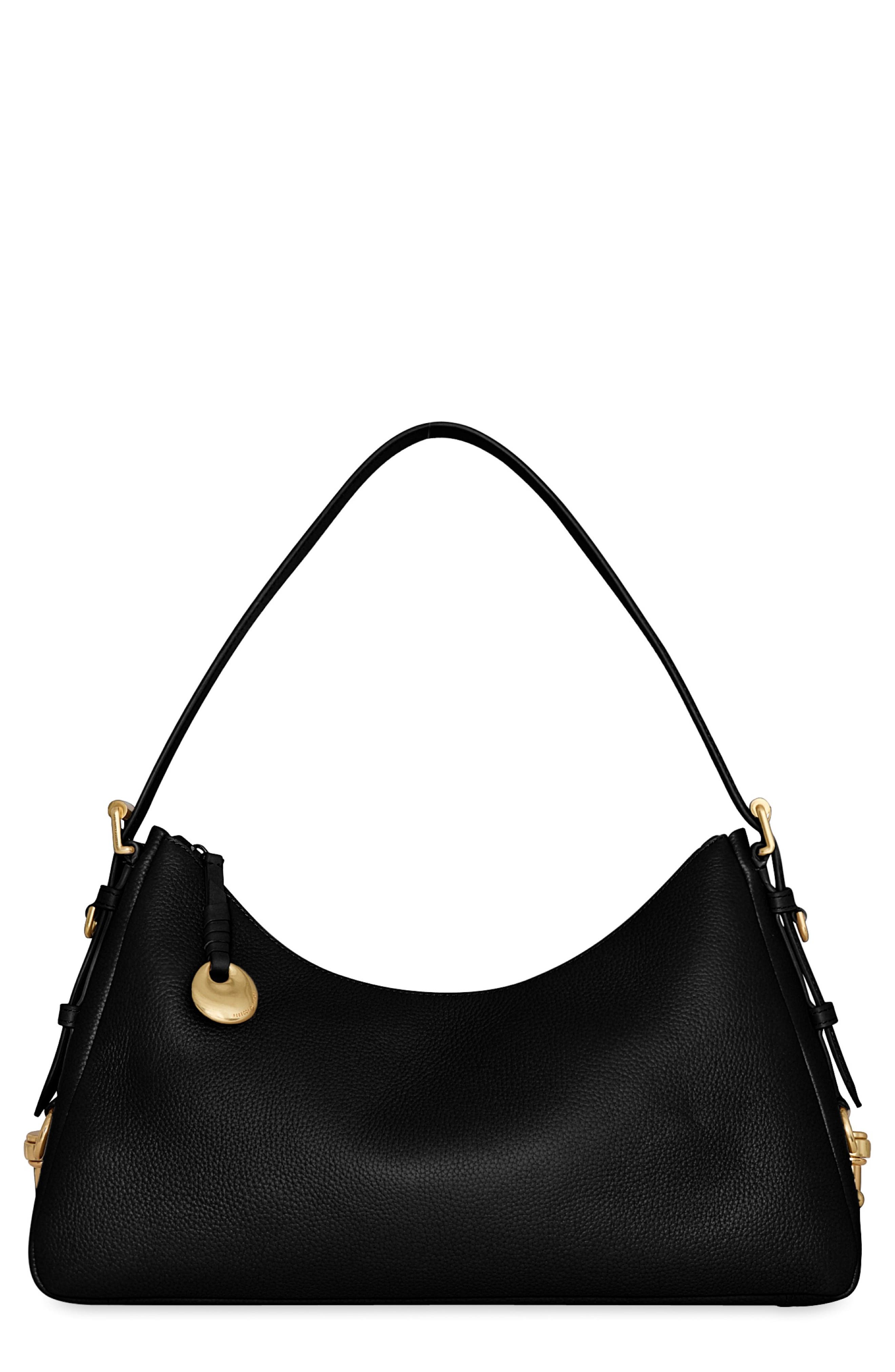 Rebecca Minkoff Large Mia Leather Shoulder Bag, Main, color, Black