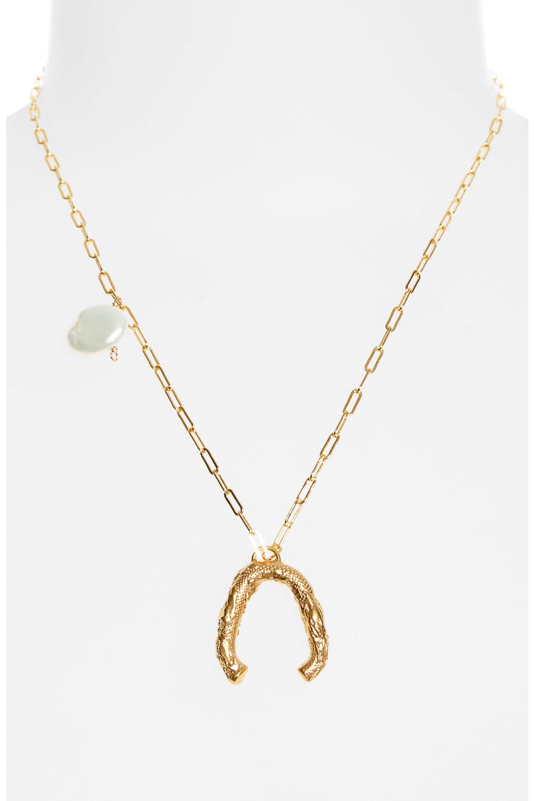 Flashback River & Baroque Pearl Necklace, Alternate, color, GOLD