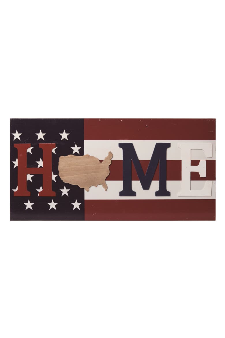 23.63 Inch Multicolor Spring Home Flag Decor Block Wall Sign Panels Made of Wood for Seasonal Decoration, Main, color, Multicolored